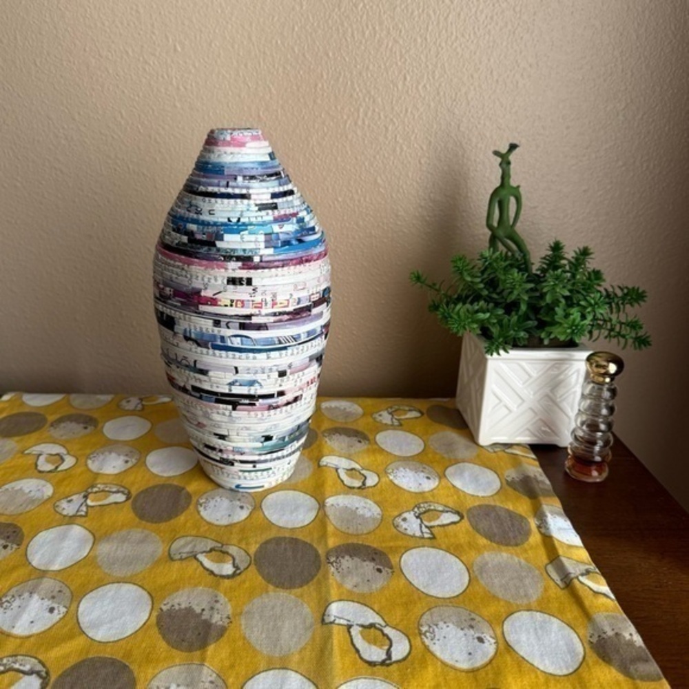 Handmade coiled magazine vase